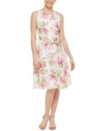 Jessica Howard Floral Print Knee Length Fit & Flare Dress - Pink