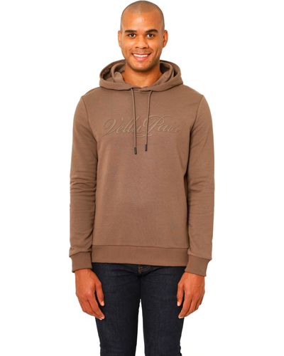 VELLAPAIS Troyes Graphic Logo Hoodie Sweater - Brown