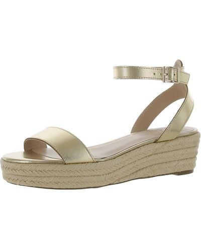 FIND Leather Ankle Strap Wedge Sandals - Natural