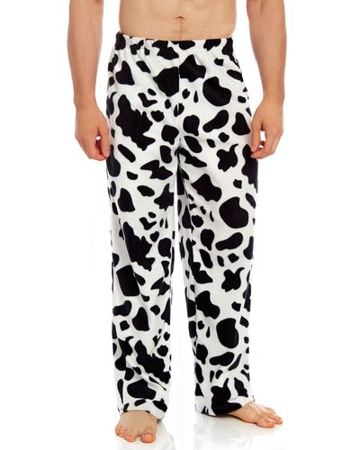 Leveret Fleece Pajama Pants Cow - Black