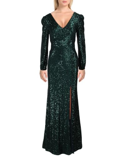 Xscape Mesh Sequined Formal Dress - Green