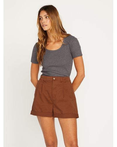 Volcom Frochickie Trouser Shorts - Dark Clay - Brown