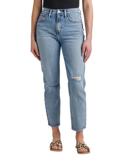Silver Jeans Co. Highly Desirable High Rise Slim Straight Leg Jeans - Blue