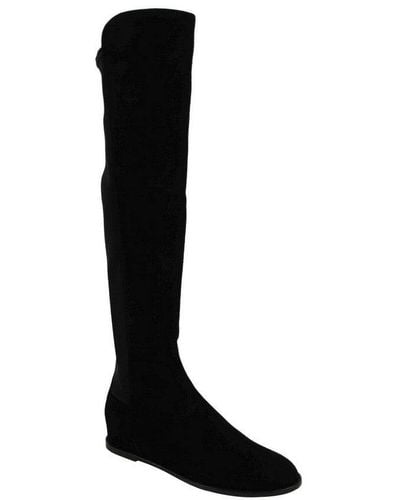 Stuart Weitzman Mainline Suede Hidden Wedge Knee-high Boot (8 M) - Black