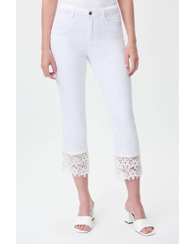 Joseph Ribkoff Lace Cuff Jeans In White