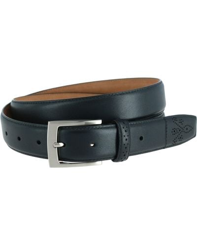Trafalgar Perforated Touch Leather Belt - Black
