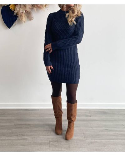 MINKPINK Jolene Cable Knit Mini Dress - Blue
