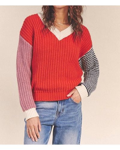Trovata Tucker V-neck Sweater - Red