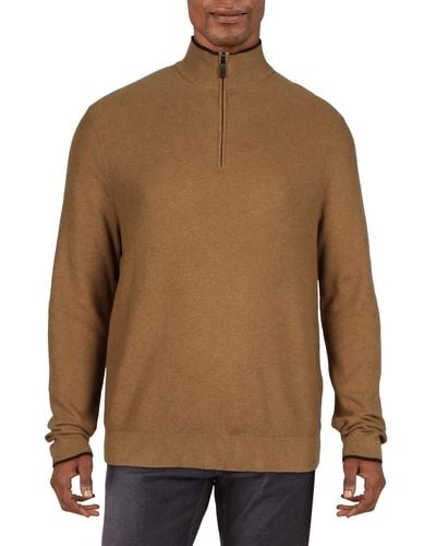 Michael Kors Cotton Half Zip Pullover Sweater - Brown