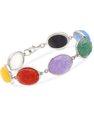 Ross-Simons Multicolored Jade Scarab Bracelet