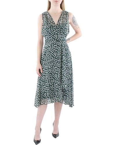 Calvin Klein Dotted Midi Wrap Dress - Natural