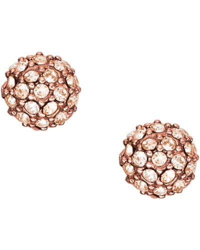 Fossil Ear Party Rose Gold-tone Stainless Steel Stud Earrings - Metallic