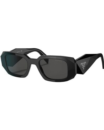 Prada Pr 17ws 1ab5s0 49mm Rectangle Sunglasses - Black