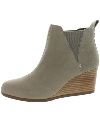 TOMS Kelsey Wedge Round Toe Ankle Boots - Gray