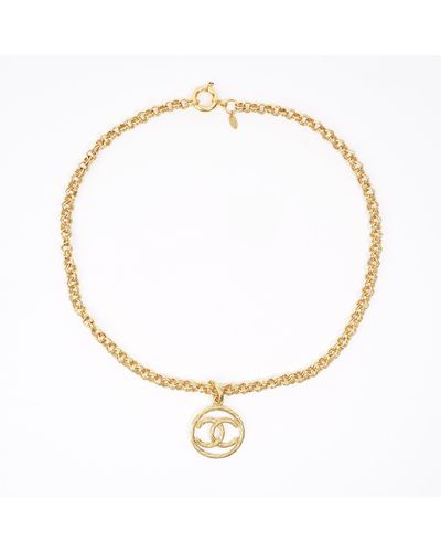 Chanel Circle Coco Necklace Plated - Metallic