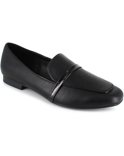 Esprit Madison Faux Leather Square Toe Loafers - Black