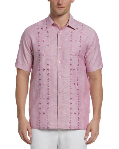 Cubavera Slub Short Sleeve Button-down Shirt - Pink