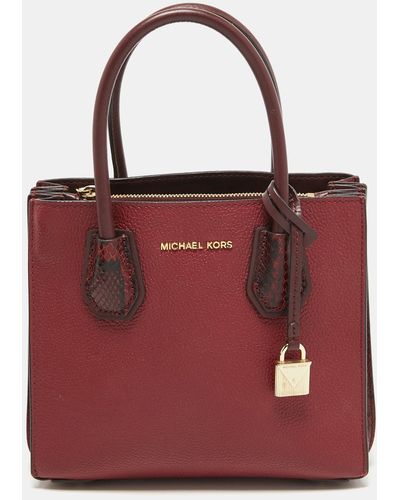 Michael Kors /burgundy Leather Small Mercer Tote - Red