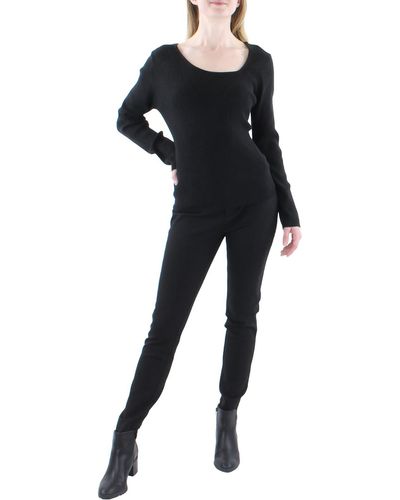 Lea & Viola Cutout Asymmetric Pullover Sweater - Black