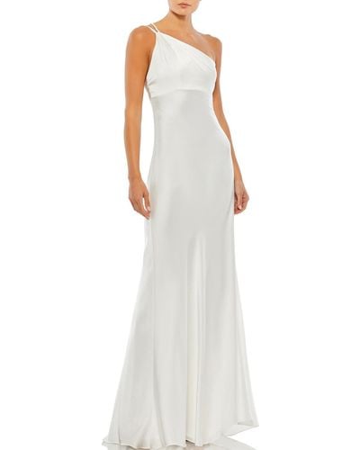 Ieena for Mac Duggal One Shoulder Maxi Evening Dress - White