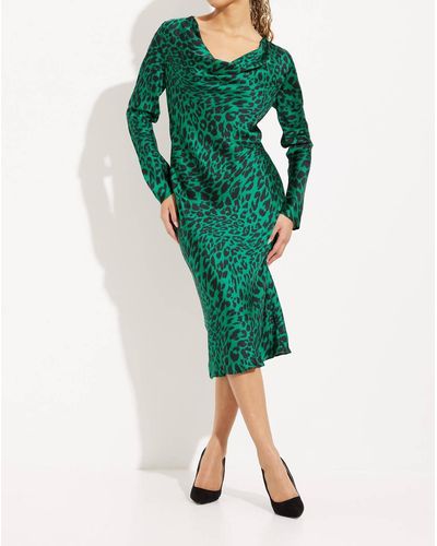 Joseph Ribkoff Leopard Print Sheath Dress - Green