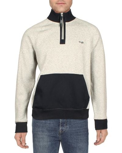 Perry Ellis Neck Zip Pullover Sweatshirt - White