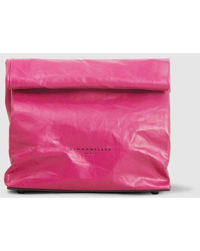 Simon Miller Leather Small Lunch Bag Clutch - Pink