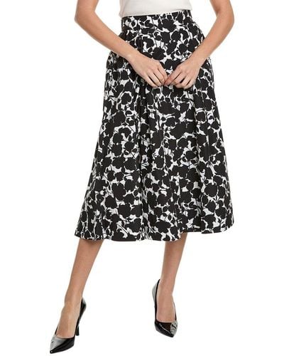 Michael Kors Floral Silk & Cotton Circle Skirt - Black