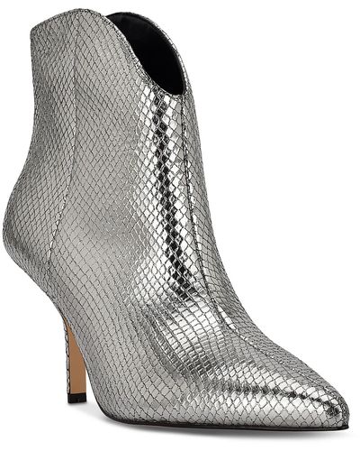Marc Fisher Haylian Pointed Toe Leather Ankle Boots - Gray
