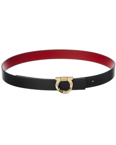 Ferragamo Gancini Torchon Reversible & Adjustable Leather Belt - Red