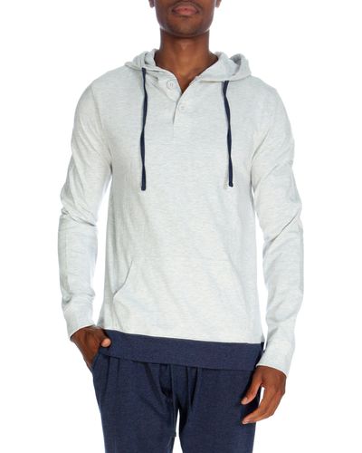 Unsimply Stitched Henley Hoodie - Gray