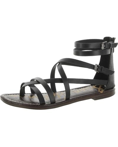 Sam Edelman Gibbs Leather Ankle Strap Strappy Sandals - Black
