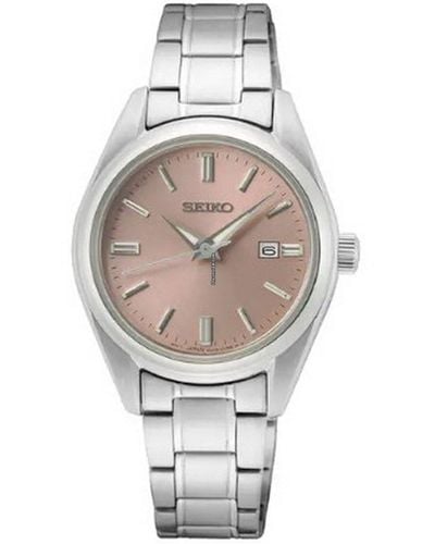 Seiko Classic Red Dial Watch - Metallic