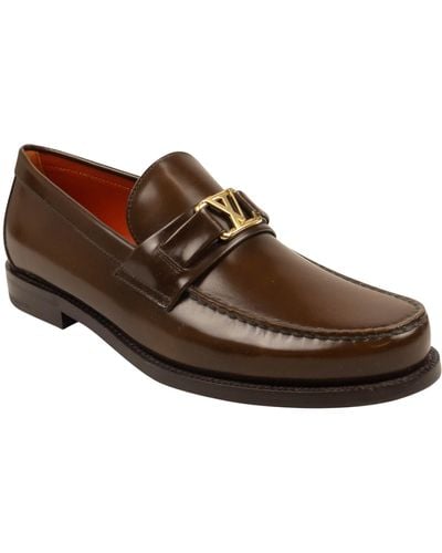 Louis Vuitton Cognac Brown Leather Major Loafers