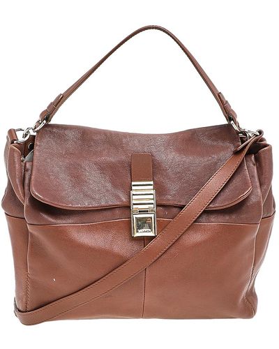 Lanvin Leather Flap Shoulder Bag - Brown