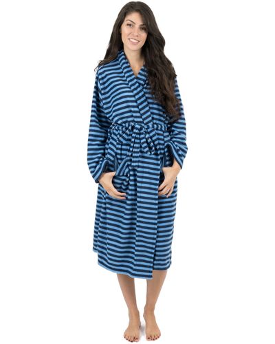 Leveret Fleece Robe And Navy Striped - Blue