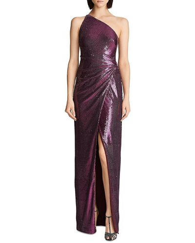 Halston Adriana Sequined Long Evening Dress - Purple