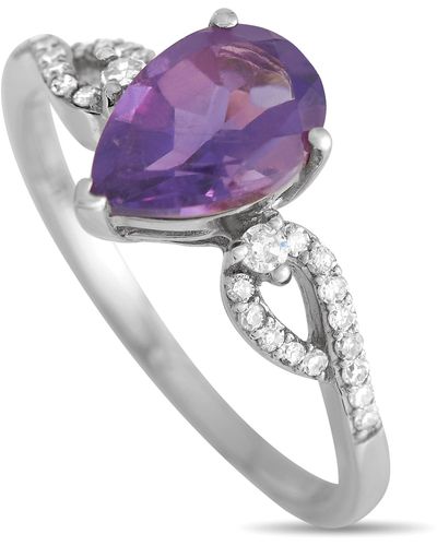 Non-Branded Lb Exclusive 14k Gold 0.15ct Diamond And Amethyst Ring Rc4-11823wam - Purple