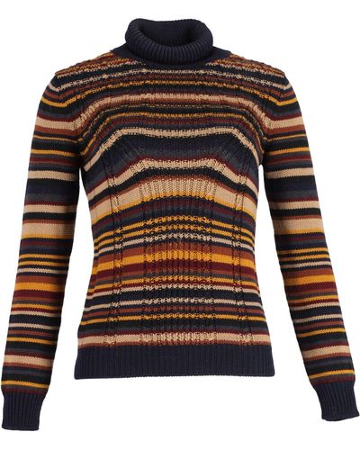 Prada Striped Cable-knit Turtleneck Sweater - Black