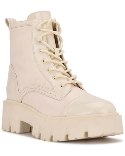Nine West Carlyn 2 Faux Leather Patent Combat Lace up Boots in