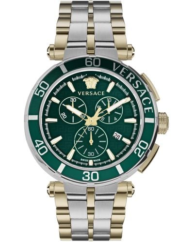 Versace Greca Chrono Bracelet Watch - Green