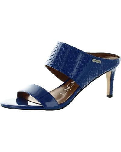 Calvin Klein Arancio Faux Leather Slip On Dress Heels - Blue
