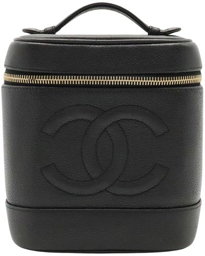 Chanel Vanity Leather Clutch Bag (pre-owned) - Black