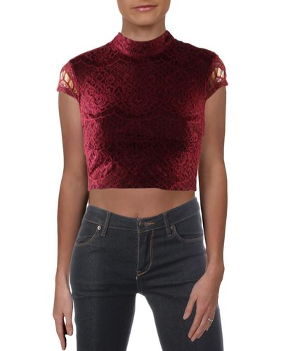City Studios Lace Night Out Crop Top - Red