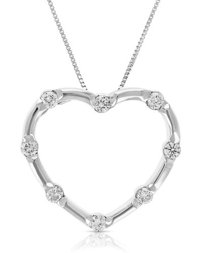 Vir Jewels 1/4 Cttw Diamond Heart Pendant Necklace 10k White Gold With 18 Inch Chain - Metallic