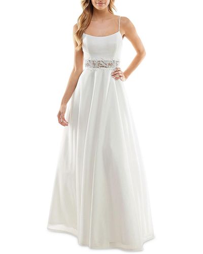 City Studios Juniors Embroidered Shimmer Evening Dress - White