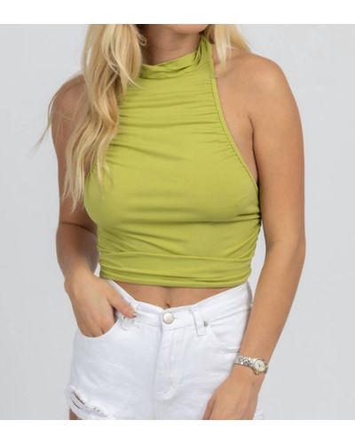 Bailey Rose Ruched Halter Backless Top - Green