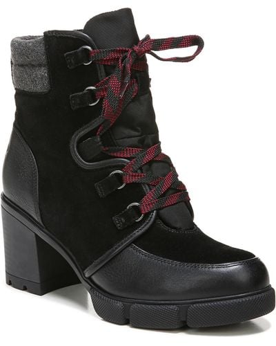 Naturalizer Myla Leather Cold Weather Combat & Lace-up Boots - Black