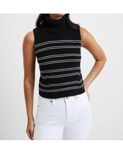 French Connection Mozart Stripe Sleeveless Sweater - Black