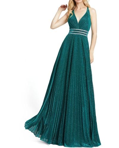 Mac Duggal Glitter Full Length Evening Dress - Green